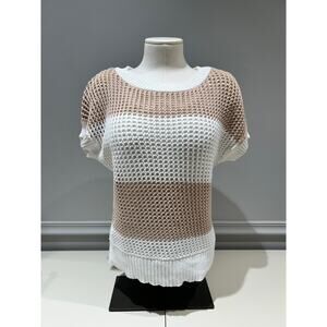 Loft Open Knit Short Sleeve Sweater - Size Medium